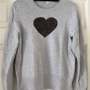 GAP Grey Sweater | Black/Silver Heart | Size L
